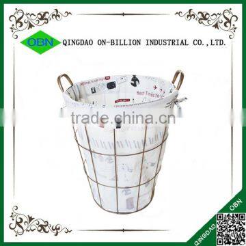 Wholesale decorative wire laundry basket with handles