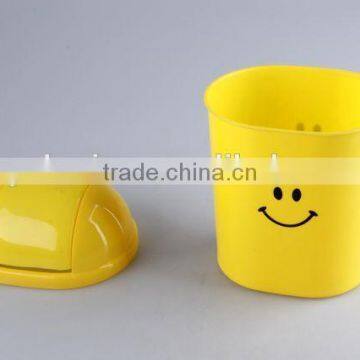 Printed Smiling Face Plastic Trash Can Household Garbage Can/Desktop Bin photo-3
