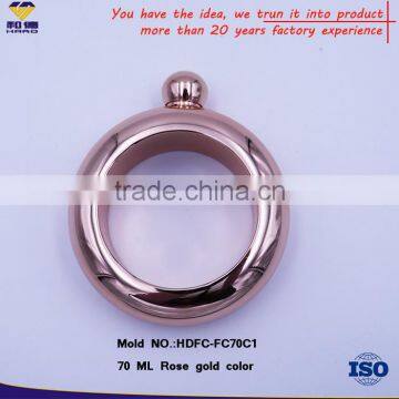 China Manufacturer Rose Gold Circle Pewter Hip Flask