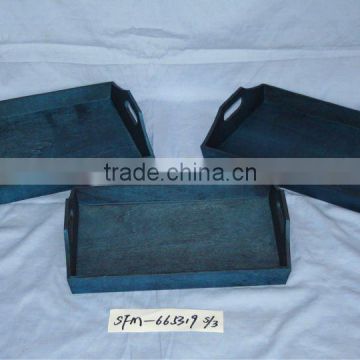 eco-friendly antique carbonized wooden serving tray