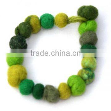 Best selling new products mod forest fabric balls bangle wool felted jewelry men bracelet bead for casual use special occasions