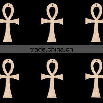 Hot sell ANKH shapes Africa Egypt Symbol for Life 3.25 inches tall WITH HOLE Natural Craft Wood Cutoutmade in China