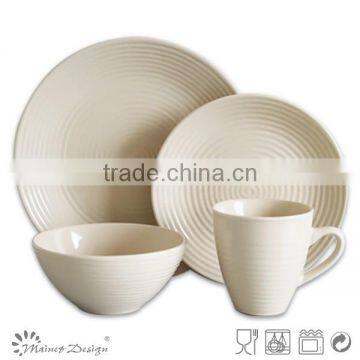 Embossed Dinnerware 16pcs Stoneceramic White Embossed Dinnerware Set Ceramic Embossed Dinnerware photo-2