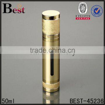 50ml luxury cosmetic packaging skin care gold UV acrylic airless pump cosmetic serum bottle with window bulk buy from china