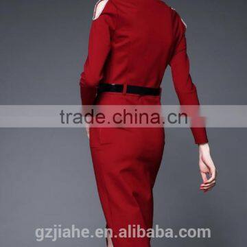 Sexy Women Knitting Pencil Wrap Dress O-neck Bodycon Slit Long Sleeve Dress Causal Dress for Women