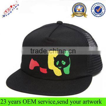 Blank mesh trucker hat with screen printing wholesale cheap flat brim custom mesh trucker caps