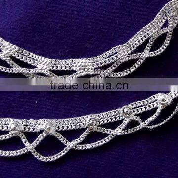 SILVER TONE Chain Payal ANKLETS Feet Bracelet PAIR photo-3