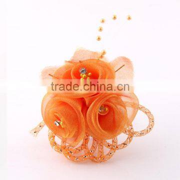High Quality Girls Flower Fabric Brooch for Hair or Cloth Decoration,handmade Candy Lace Corsage Flower Brooches photo-3