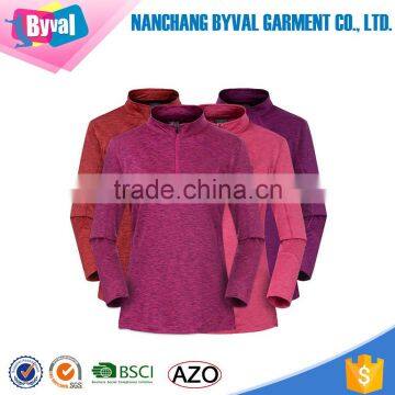 Wholesale Women Half Zip Plain Fitted Dry Fitted Shirts