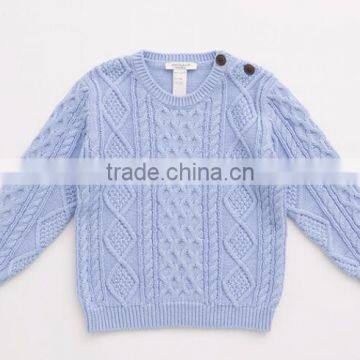 New Design Crew Neck Buttoned Children Cable Knit Sweater photo-2