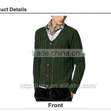 Cable Knit Handmade Wool Man Cardigan Sweater photo-2