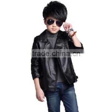 Zm40670b High Quality Wholesale Boys pu Jacket Auntum Children's Leather Jacket