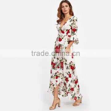 Floral Beach Dress A Line High Low Sexy Dress Women Maxi Dresses Long photo-3