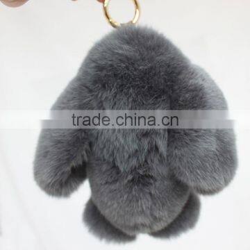 Myfur Dark Grey Cute Rabbit Fur Made Rabbit Bag Accessory Pendant photo-5