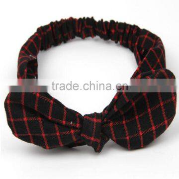 Retro Knot Bow Head Wrap ,Wholesale Checked Elastic Headband photo-4