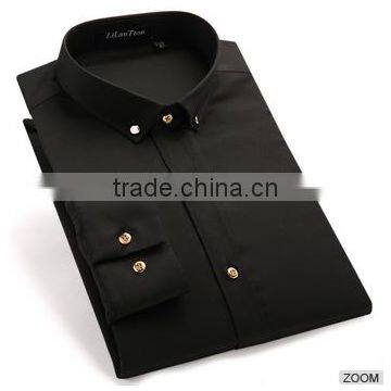 New Style Metal Button Shirt Latest Design for Men 2016 Organic Cotton Leisure Shirt photo-3