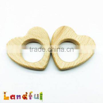 Hot Non-Toxic Wood Organic Heart Teething Ring Wooden Baby Toys photo-2