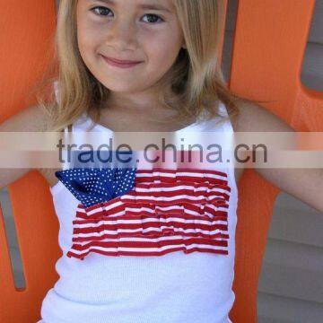 100% cotton national flag pattern t shirt for girls childrens july 4th clothing girls tank children's clothes tee shirts kids