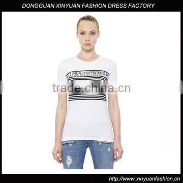 OEM China Manufacturer Silk Screen Printing White T-Shirts For Women,Girls Short Sleeve Slim Cotton T Shirts