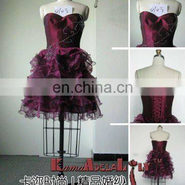 0103 Sweetheard Purple With Bead and Delicate Beading Short Dress
