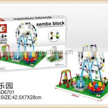 Educational children mini amusement park street store building block