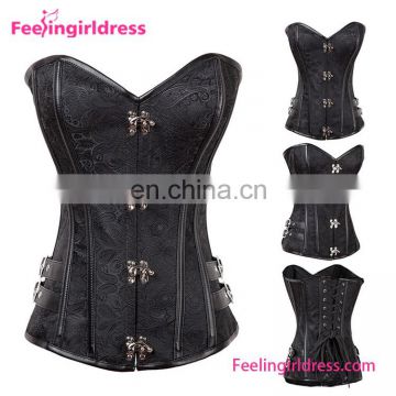 Elegant Black Steampunk Overbust 10 Steel Boned Lingerie Bustier