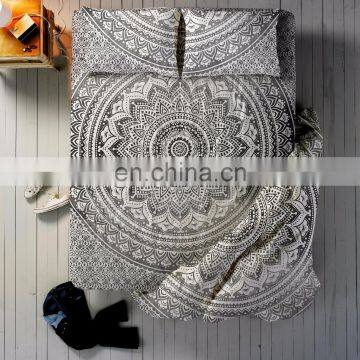 Indian 2017 Black Ombre Mandala Bed sheet Duvet Cover With 2 Pillow Cover full Set Queen Size Bedding Set Bed Decor