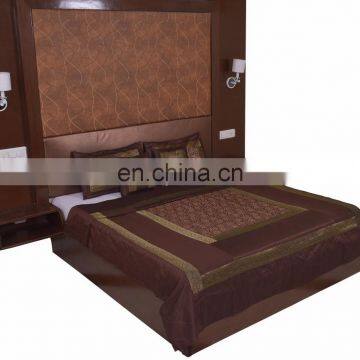 Soundarya poly silk hand gold print bed cover set