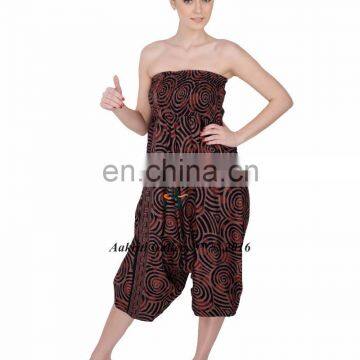 Jumpsuit Harem Pants Beach Spiral Pattern Cotton casual loose wide leg pants