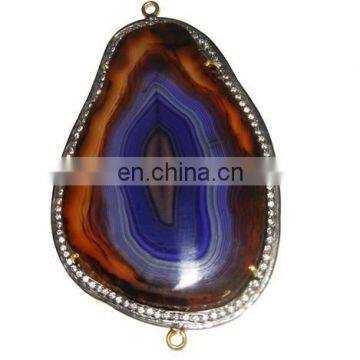 Agate Slice Pave Set Gemstone Connector