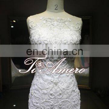 Complicated Handcraft Luxury Beaded Long Train Mermaid Corset Wedding Dress For 2016 photo-4