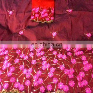 Indian African Dubai Nigerian Taffeta silk Flower Work George wrappers with blouse