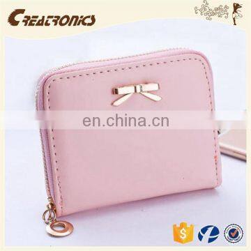 CR Export All Over the World Smooth pu Surface Inlaid the Bow Mini Coin Wallet Pink Color Noble Luxury Small Coin Purse