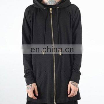 wholesale elongated hoodies - Custom quilted Elongated Hoodie with center zipper hoodie