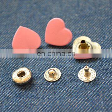 Pink color heart shape metal zinc alloy snap button