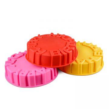 Free Sample Food Grade Heat resistant Nontoxic Silicone Cake Mold Baking Mousse Pudding Mold Tool Happy Birthday