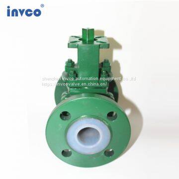 INVCO Fluorine Lined Ball Valve With Pneumatic Actutor ,lining Fluorine Ball Valve With Flange End