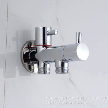 Double Switch Double Control Angle Valve Water Distribution Valve One in Two Out Diverter Valve photo-3