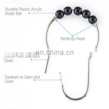 Amazer Shower Curtain Hooks Rings, Stainless Steel Shower Curtain Rings and Hooks-Set of 12-Black photo-5