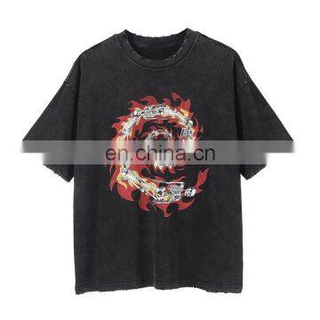 DiZNEW Custom Manufacturer Short Sleeve Black Mens Blank Acid Washed Fade T Shirt