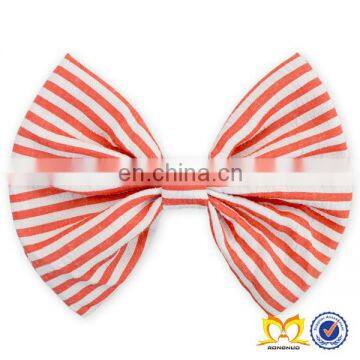 Hot Stripe Top Knot Bow Seersucker Bubble Fabric Hair Accessory Cheap Hair Bows For Girls Boutique