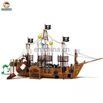 New arrival children wooden pirate water slides aqua park