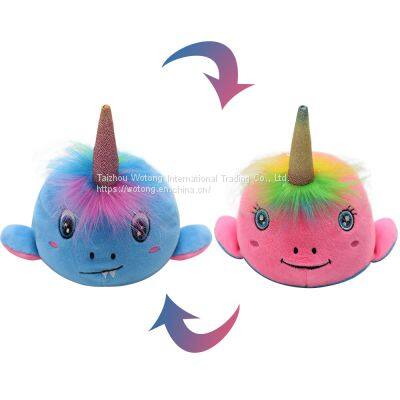Double Sided Doll Flipped Whale Doll Reversible Flip Narwhal Whale Mood Plushy Stuffed Toy For Kids Gifts photo-4