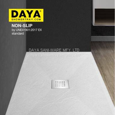 DAYA Resin Solid Surface Bathroom Artificial Stone Light Shower TrayBase doccia classica personalizzato Pietra ardesia texture piatto doccia colorato