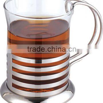 Glass Coffee Cup With Stainless Steel Handle, Drinking Glass Coffee Cup,coffee Cup With High Quality photo-4