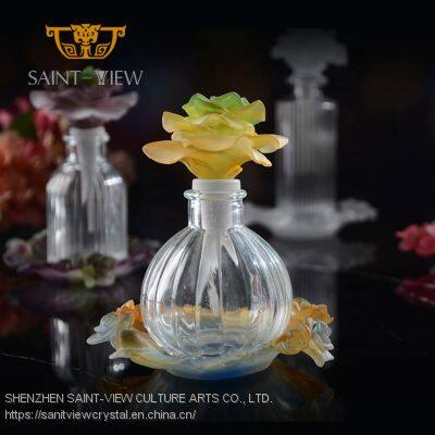 NEW ARRIVAL Handmade Design Crystal Purple Flower Shape 100ml Perfume Bottle photo-3