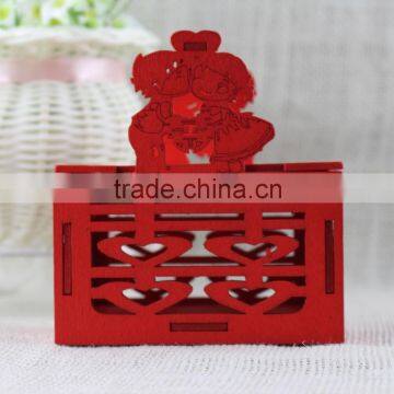 New 2016 Romantic Wedding China Red Laser Wooden Decorative Candy Boxes