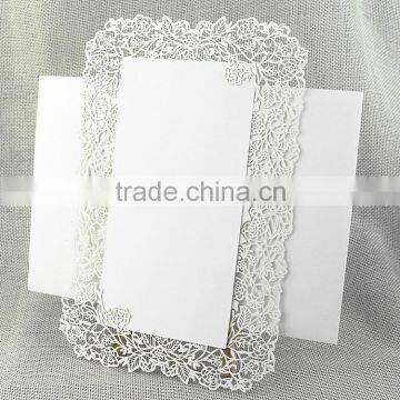 2016 New Design Wholesale Invitation Cards White Laser Cut Lace Vintage Wedding photo-3