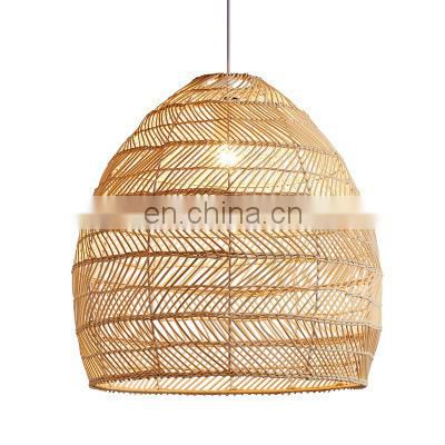 Bedroom Restaurant Chandelier Dining LED Decorative Rattan Handmade Bamboo Lamp Shade Pendant Lamp