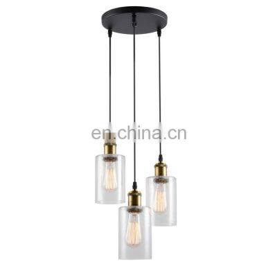 Vintage 3 Light Glass Pendant Light Fixture with Seeded Glass Shades for Kitchen Island